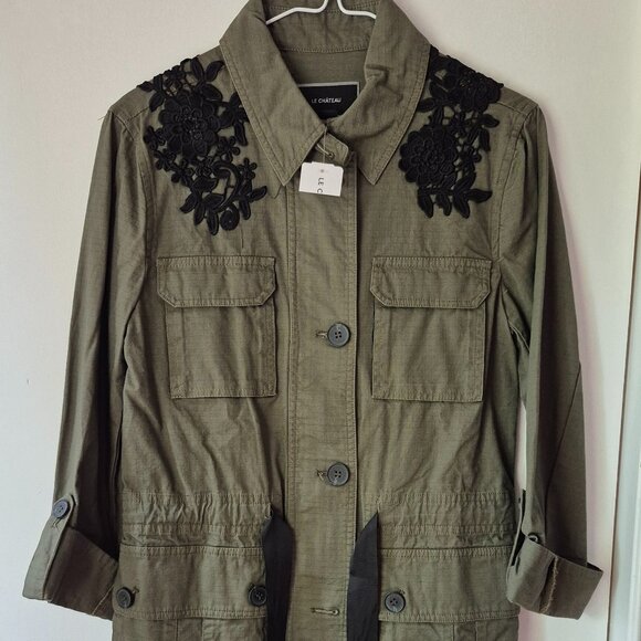 NWT Le Chateau Olive Lace Utility Jacket Oversized Women XXS - Picture 1 of 3